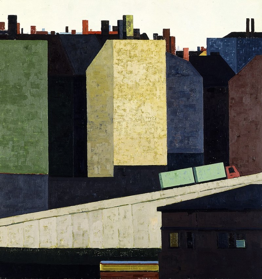 mo_1986_Stadtautobahn_Auffahrt_Oel_auf_Hartfaser_100x93cm